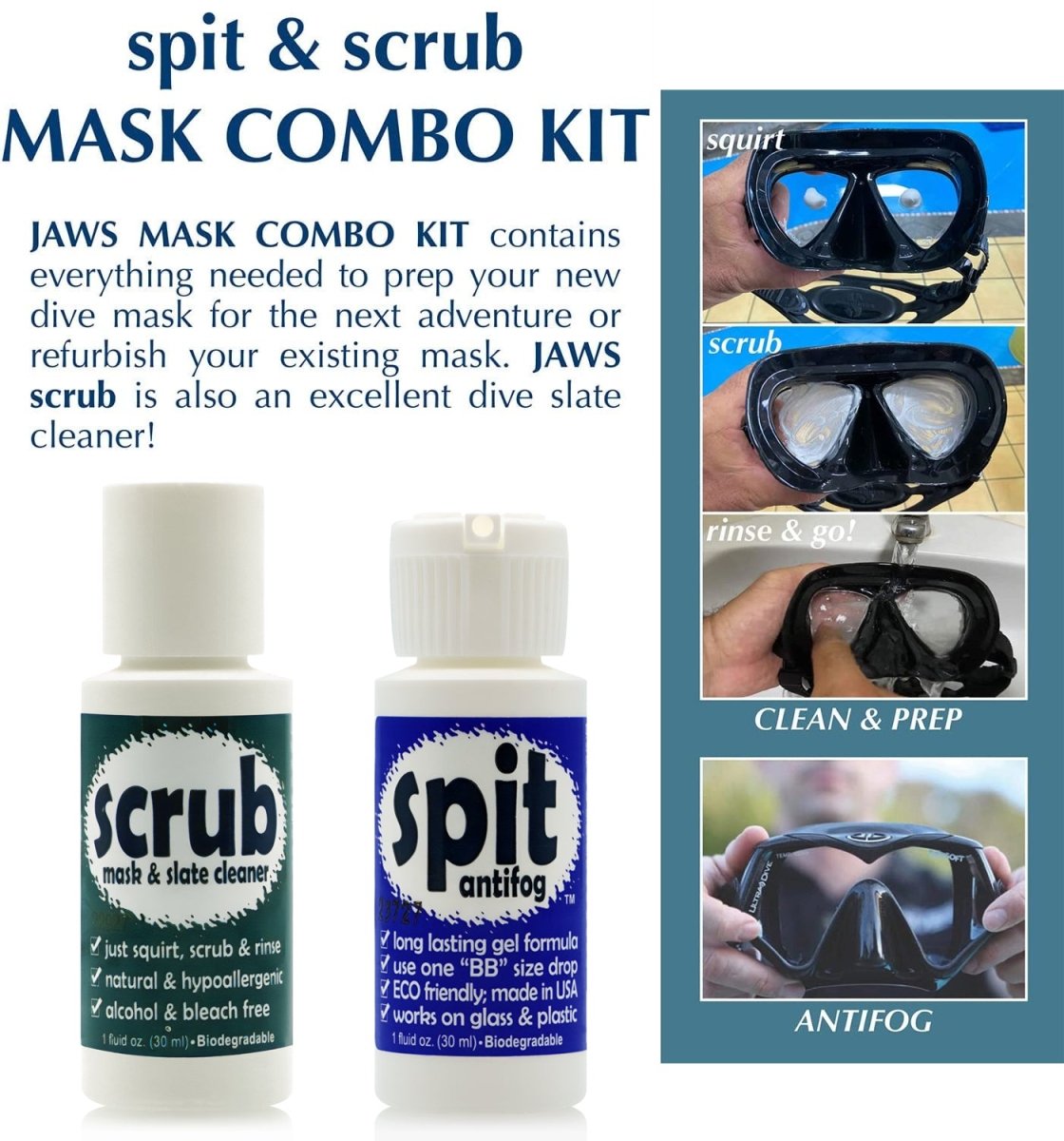 JAWS Scrub and Spit Combo Kit for Water Sports and Gear - Forza Sports