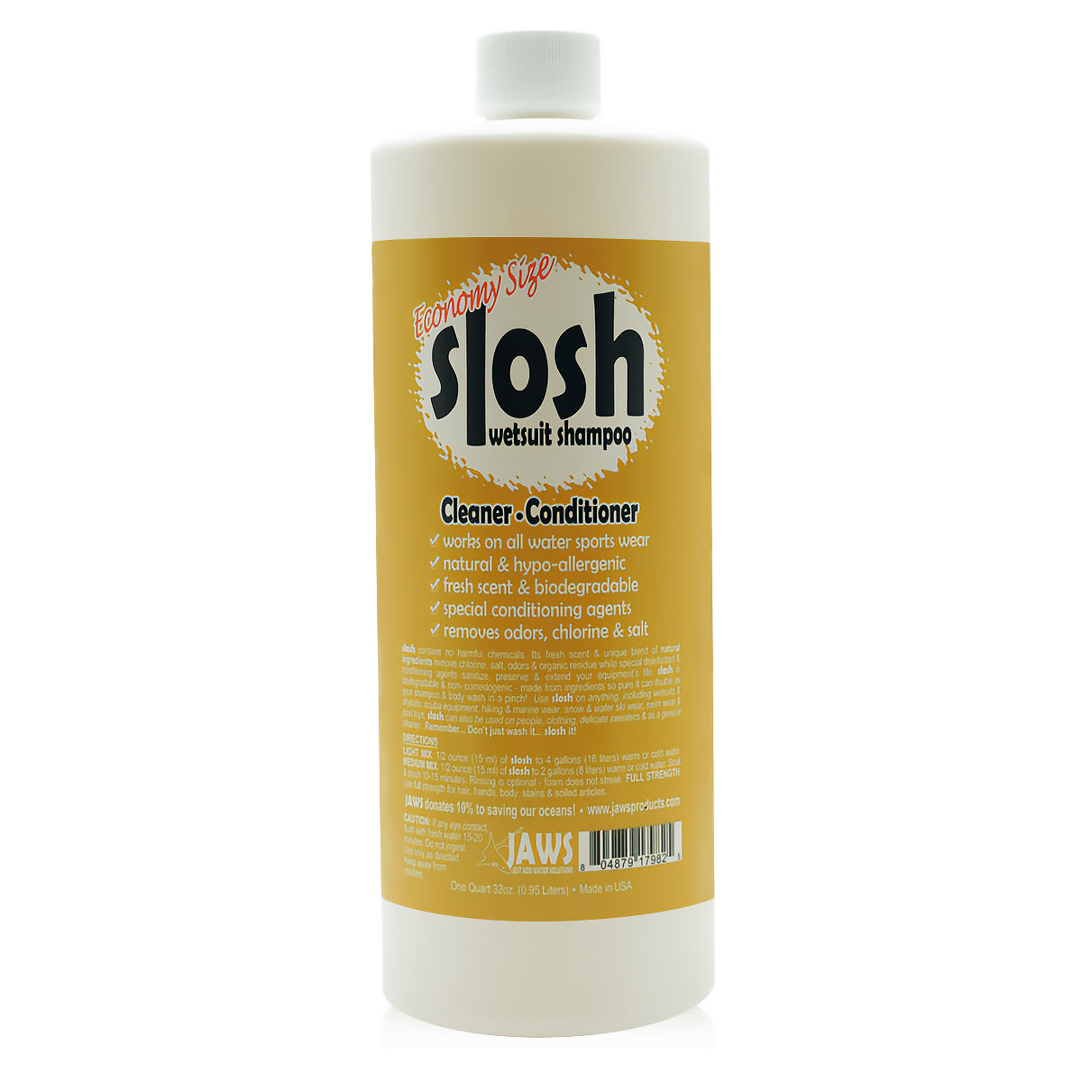 JAWS 32 oz. Slosh Wetsuit Shampoo for Water Sports and Gear JAWS