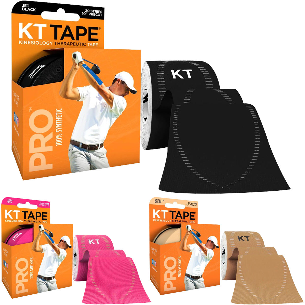KT Tape Pro Golf 10" Precut Kinesiology Therapeutic Sports Roll - 20 Strips KT Tape
