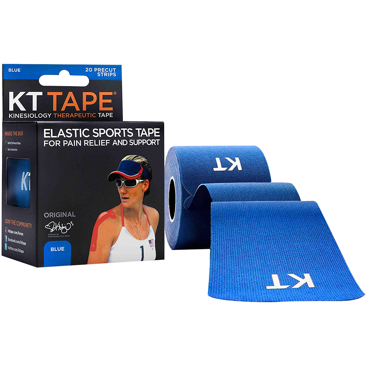 KT Tape Cotton 10" Precut Kinesiology Therapeutic Elastic Sports Roll, 20 Strips KT Tape