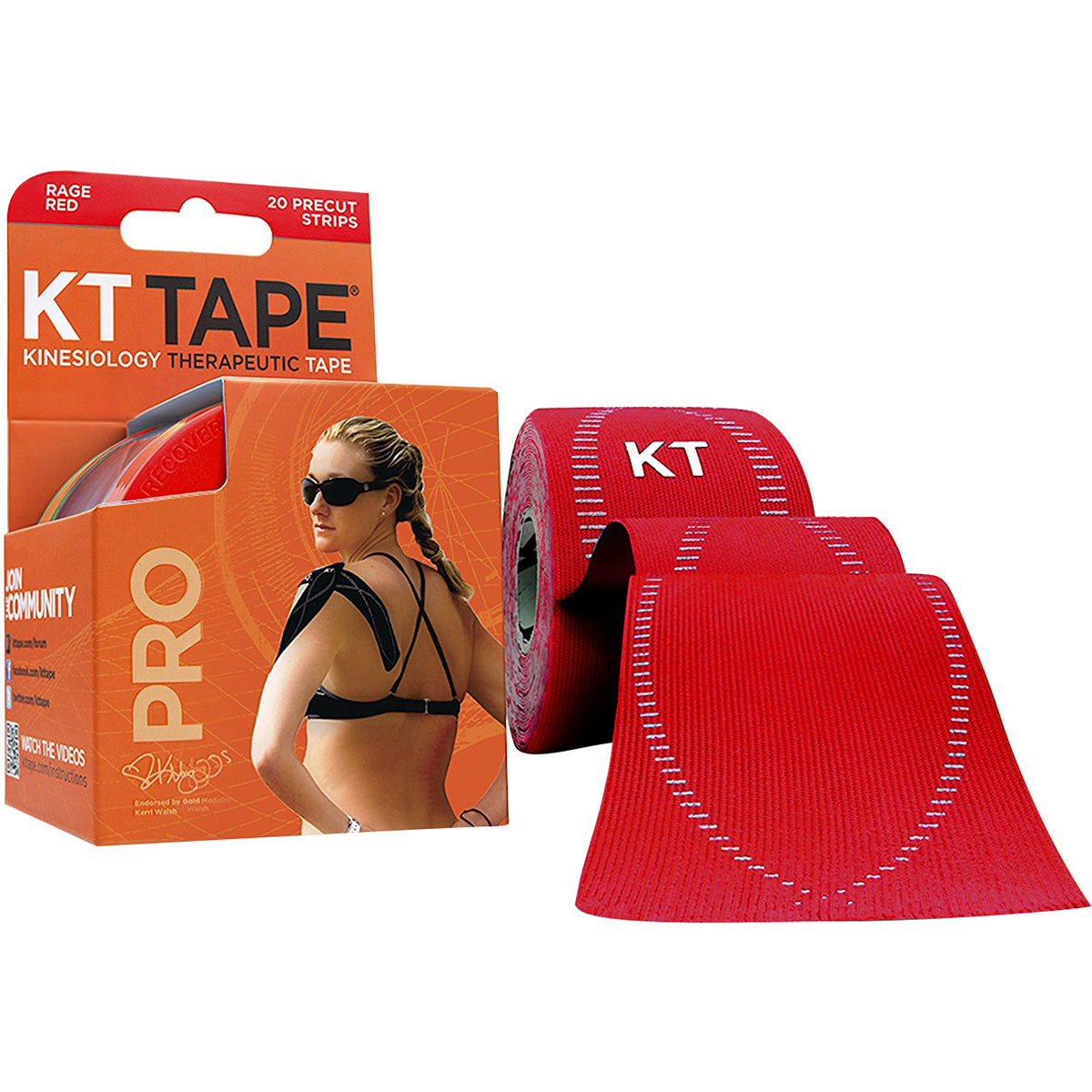 KT Tape Pro 10" Precut Kinesiology Elastic Sports Roll - 20 Strips - Red KT Tape