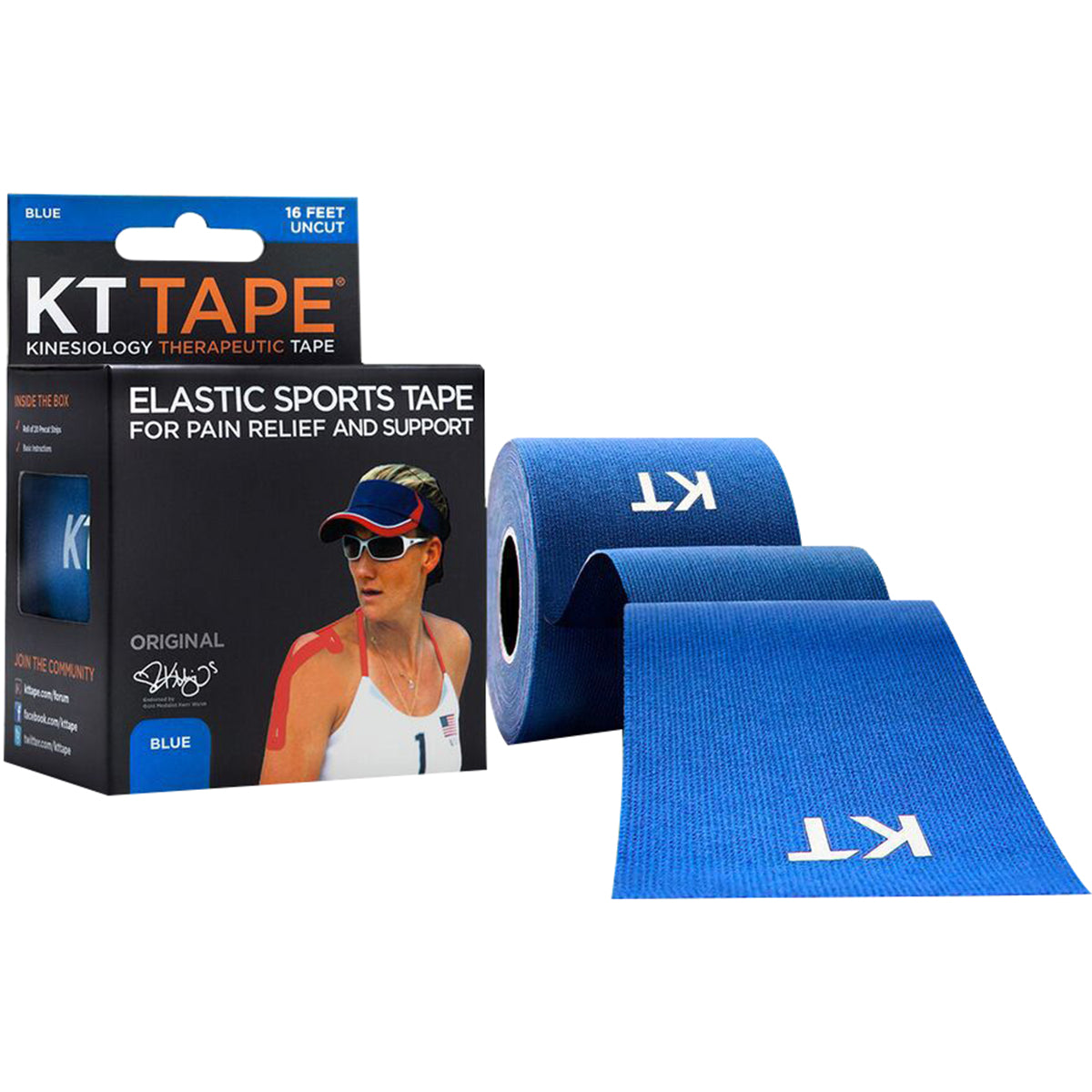 KT Tape Cotton 16 ft Uncut Kinesiology Therapeutic Elastic Sports Roll - Blue KT Tape