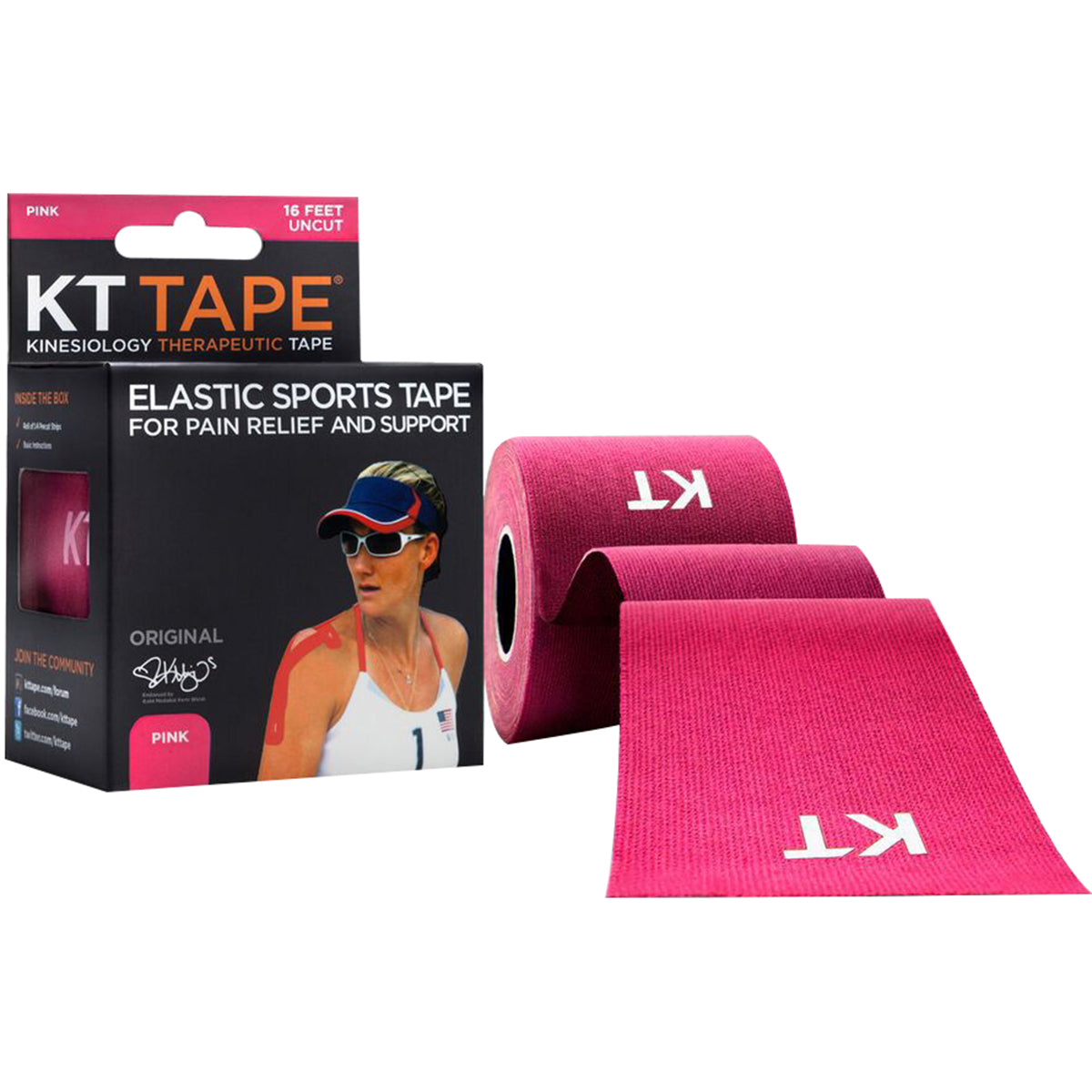 KT Tape Cotton 16 ft Uncut Kinesiology Therapeutic Elastic Sports Roll - Pink KT Tape