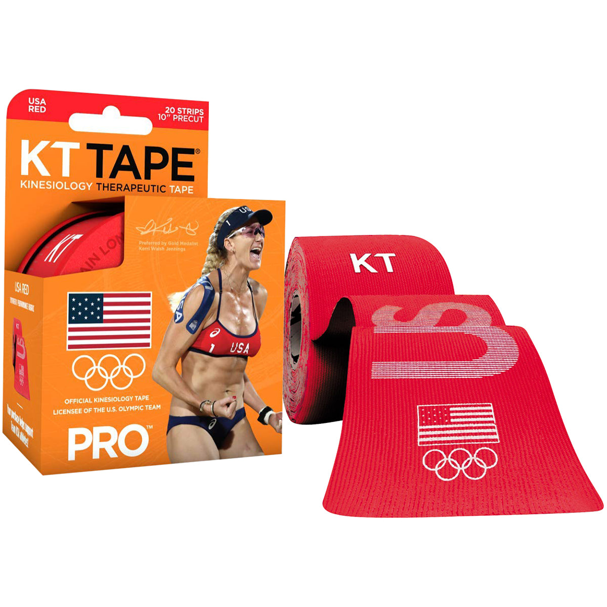 KT Tape Pro Team USA 10" Precut Kinesiology Therapeutic Sports Roll - 20 Strips KT Tape