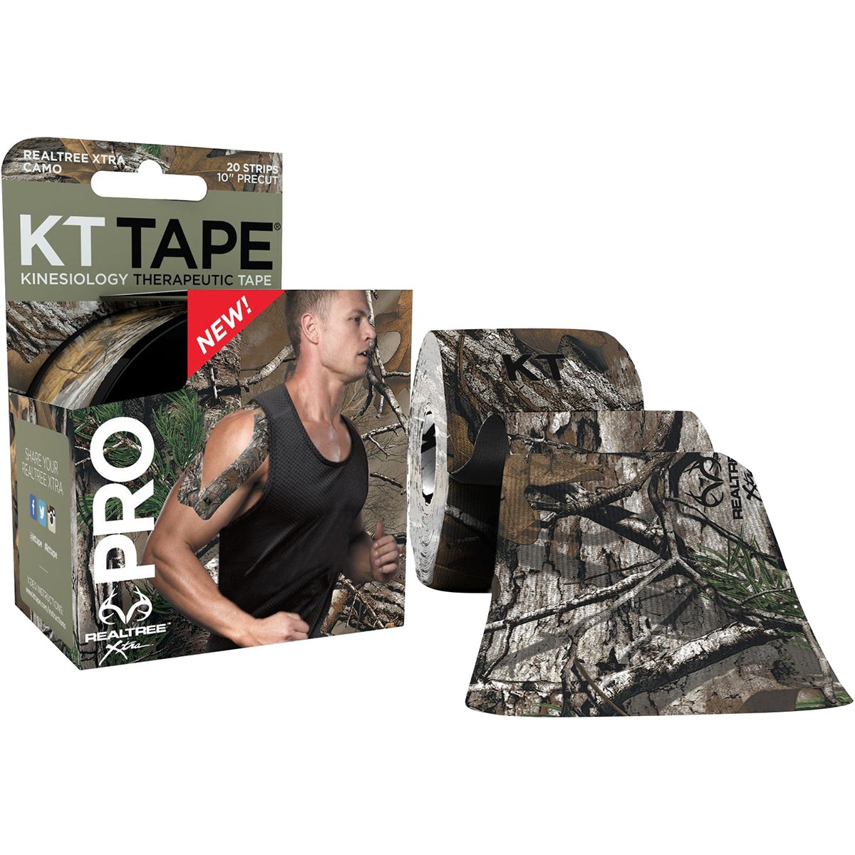KT Tape Pro 10" Precut Kinesiology Elastic Sports Roll - 20 Strips, Digital Camo KT Tape