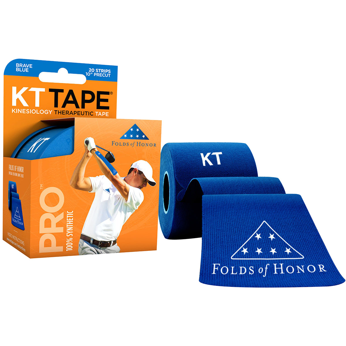 KT Tape Pro Folds Of Honor Special Edition 10" Precut Sports Roll - 20 Strips KT Tape