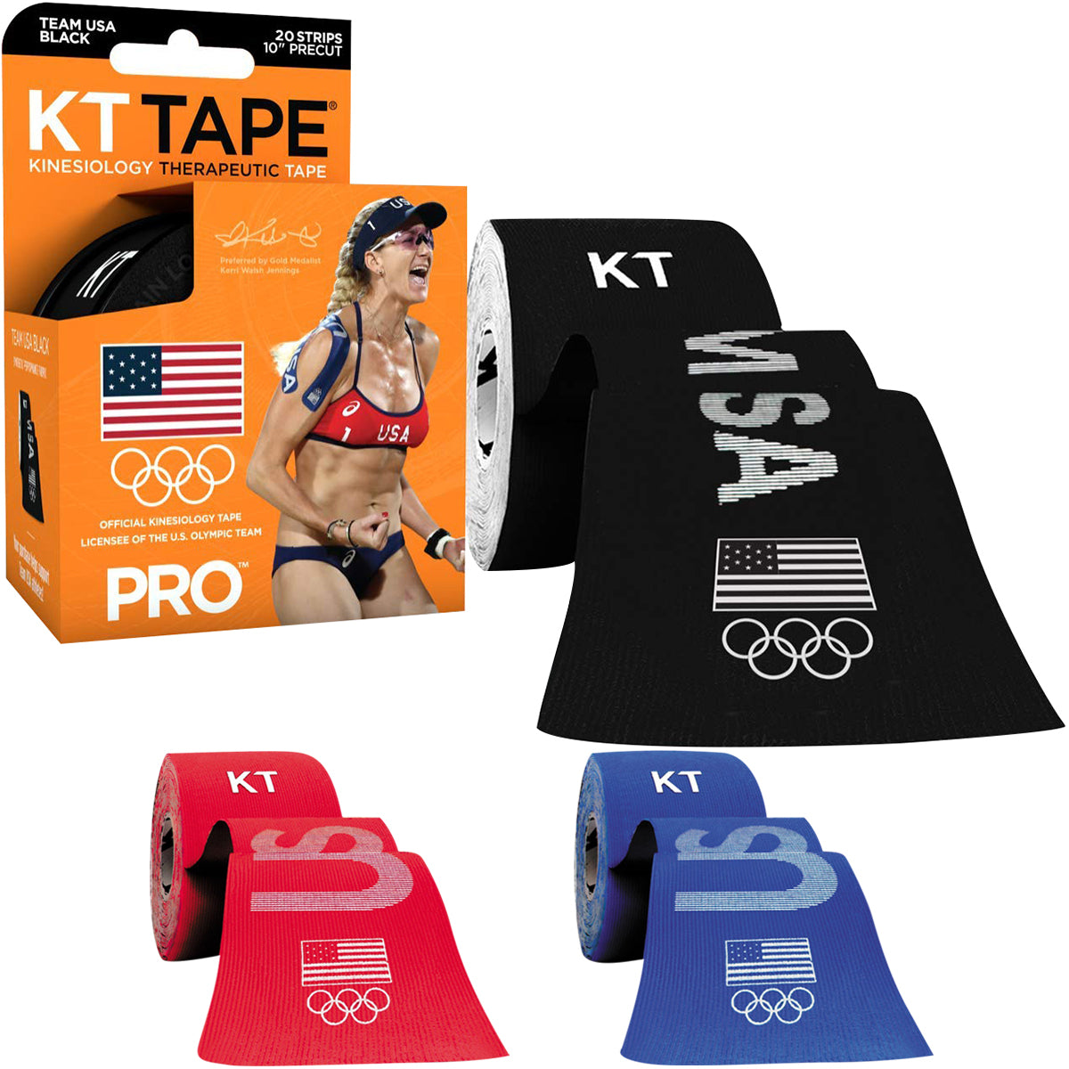 KT Tape Pro Team USA 10 Precut Kinesiology Therapeutic Sports