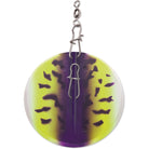 Fishing lure with purple and yellow gradient on a white background