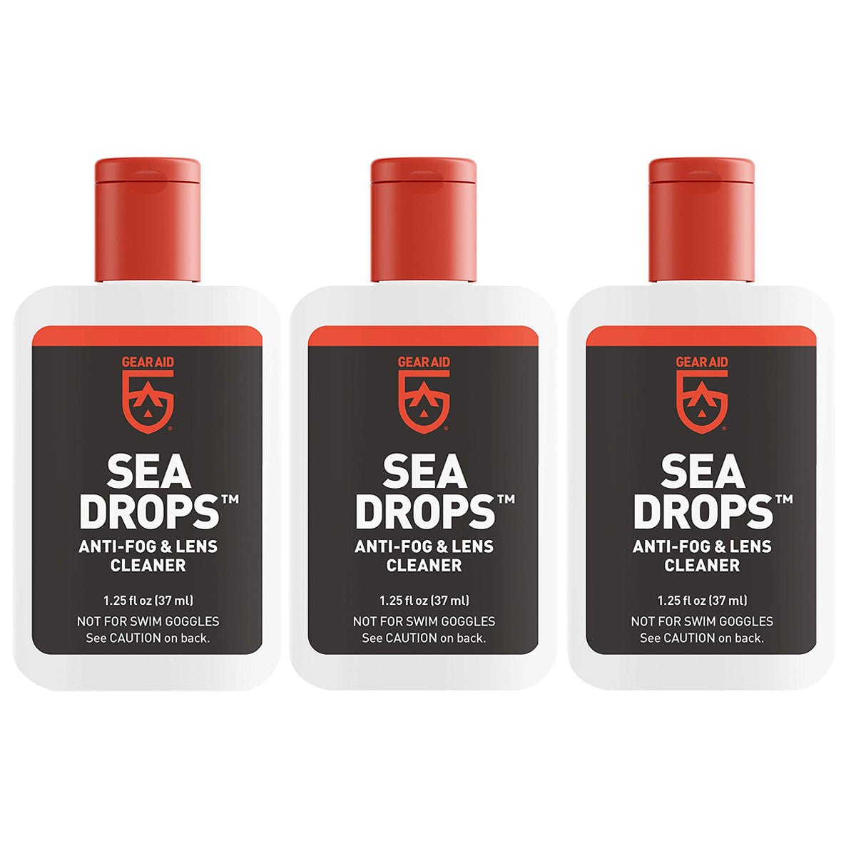 GEAR AID Sea Drops Anti - Fog and Cleaner for Dive and Snorkel Masks, 1.25 fl oz - 3 Pack - Forza Sports
