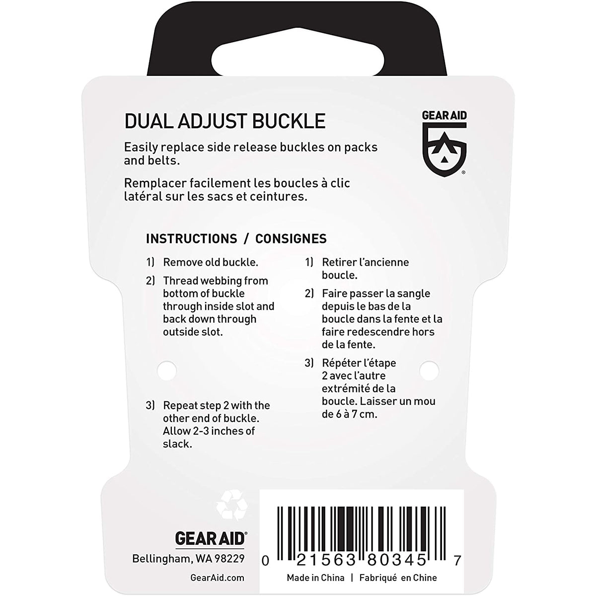 Gear Aid Dual Adjust No-Sew Replacement Buckle - 2-Pack Gear Aid