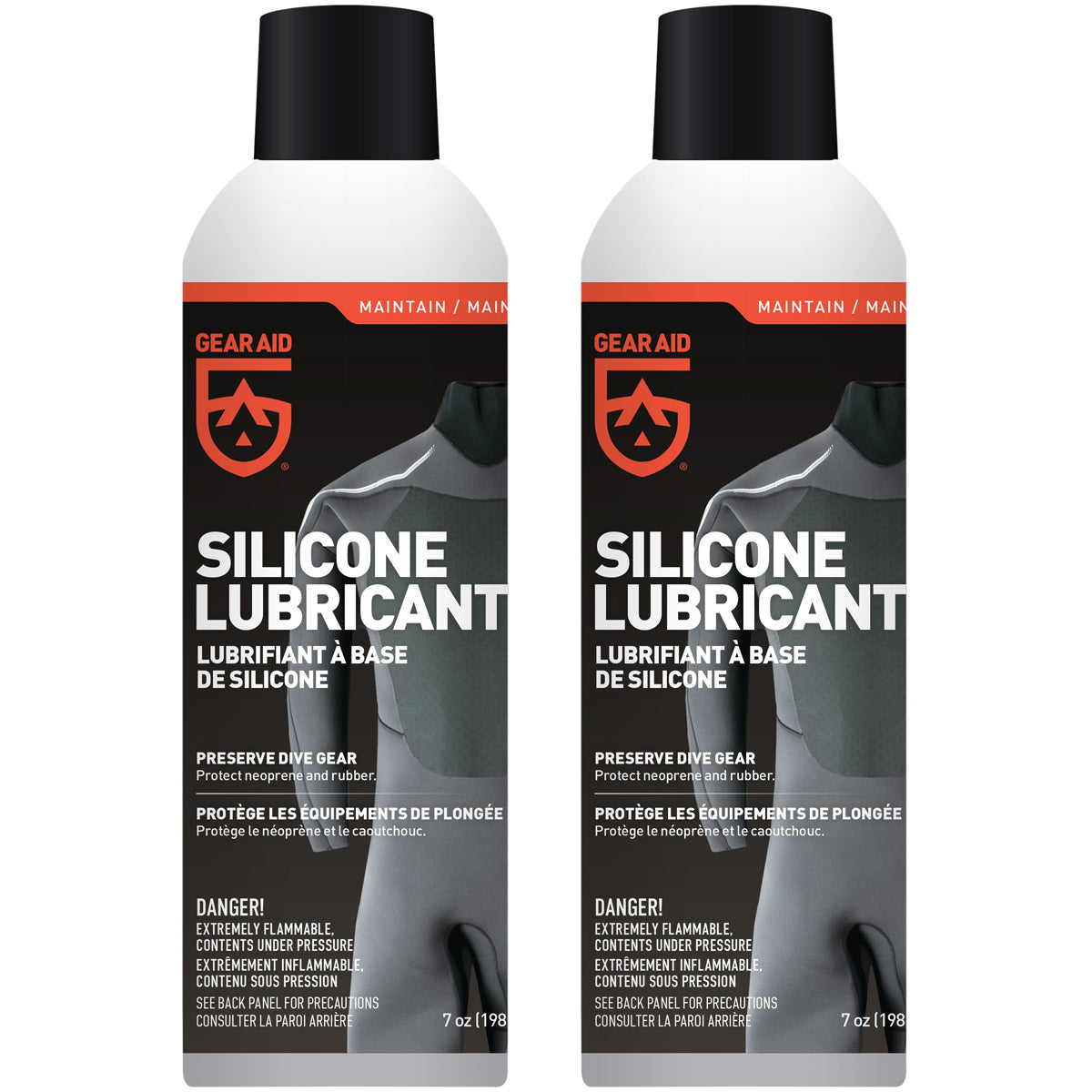 Gear Aid Silicone 7 oz. Dive Gear Lubricant Spray - 2-Pack Gear Aid
