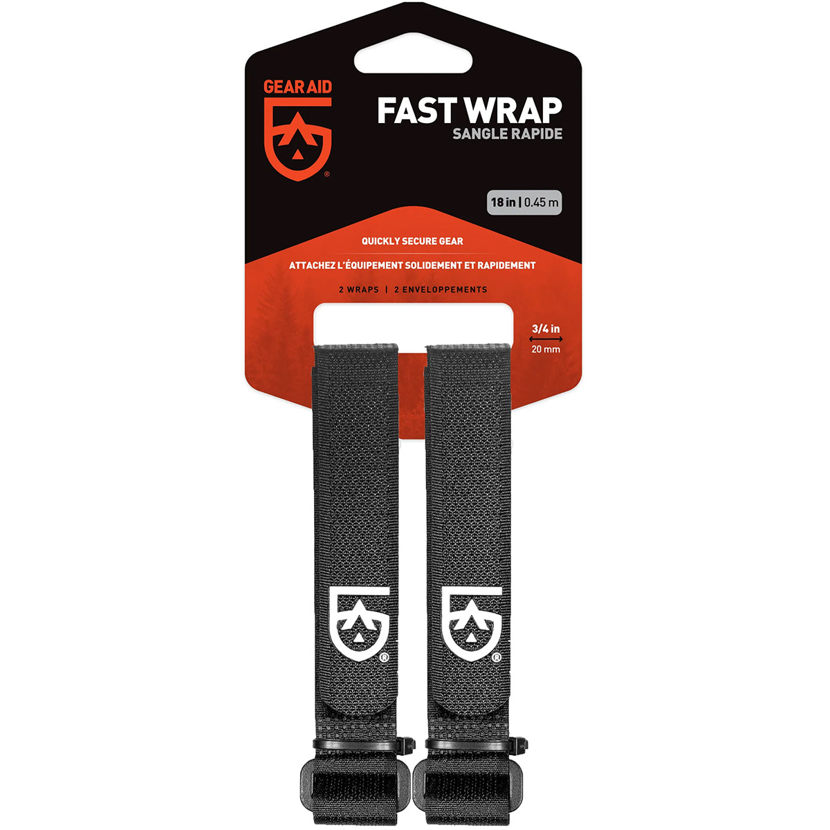 Gear Aid 3/4" Wide Fast Wrap Gear Organizing Strap 2-Pack - Black Gear Aid