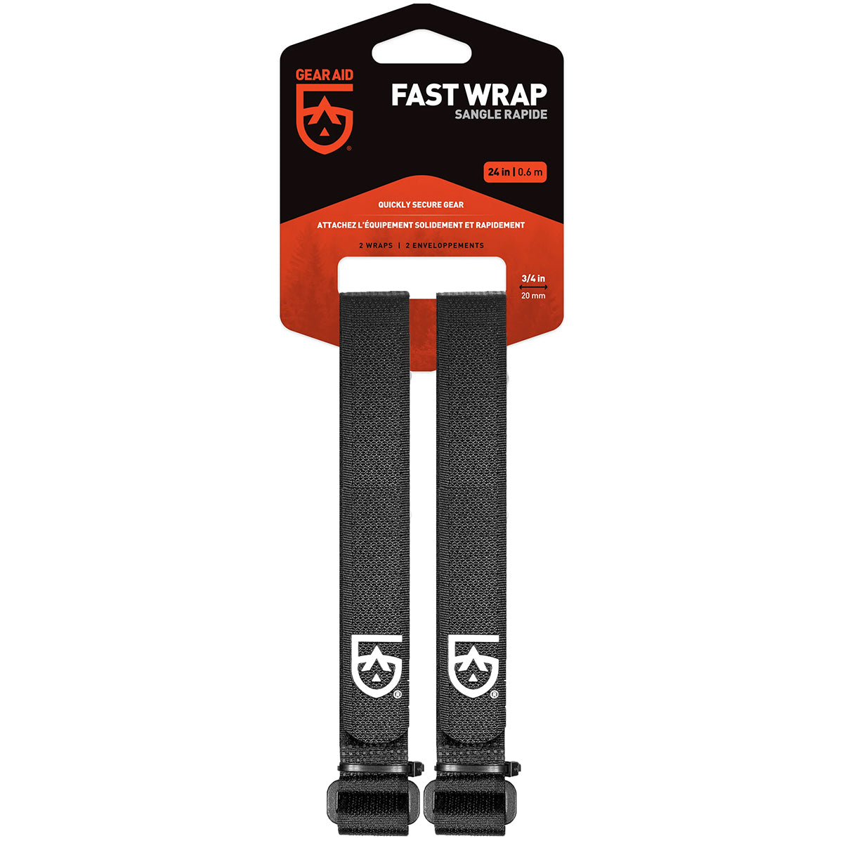 Gear Aid 3/4" Wide Fast Wrap Gear Organizing Strap 2-Pack - Black Gear Aid