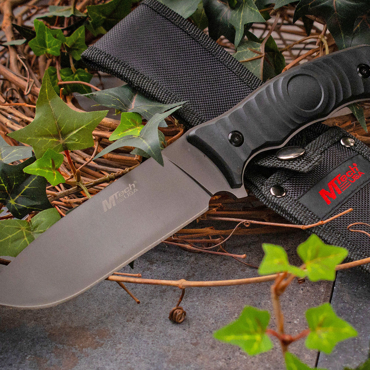 MTech USA Full Tang Fixed Blade Survival Knife, Drop Point, MT-2070C M-Tech
