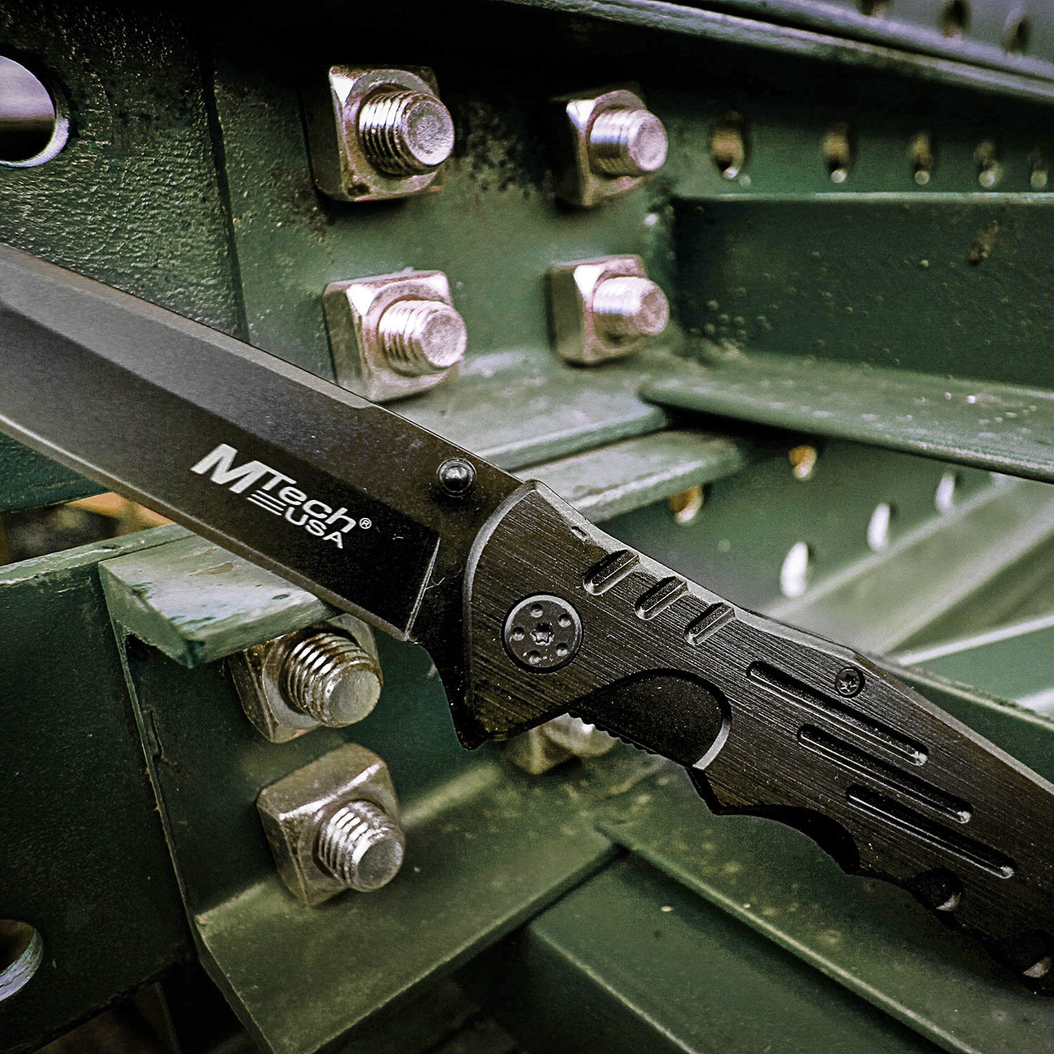 MTech USA Tactical Linerlock Tanto Folding Knife, 440 Steel Blade, MT-378 M-Tech