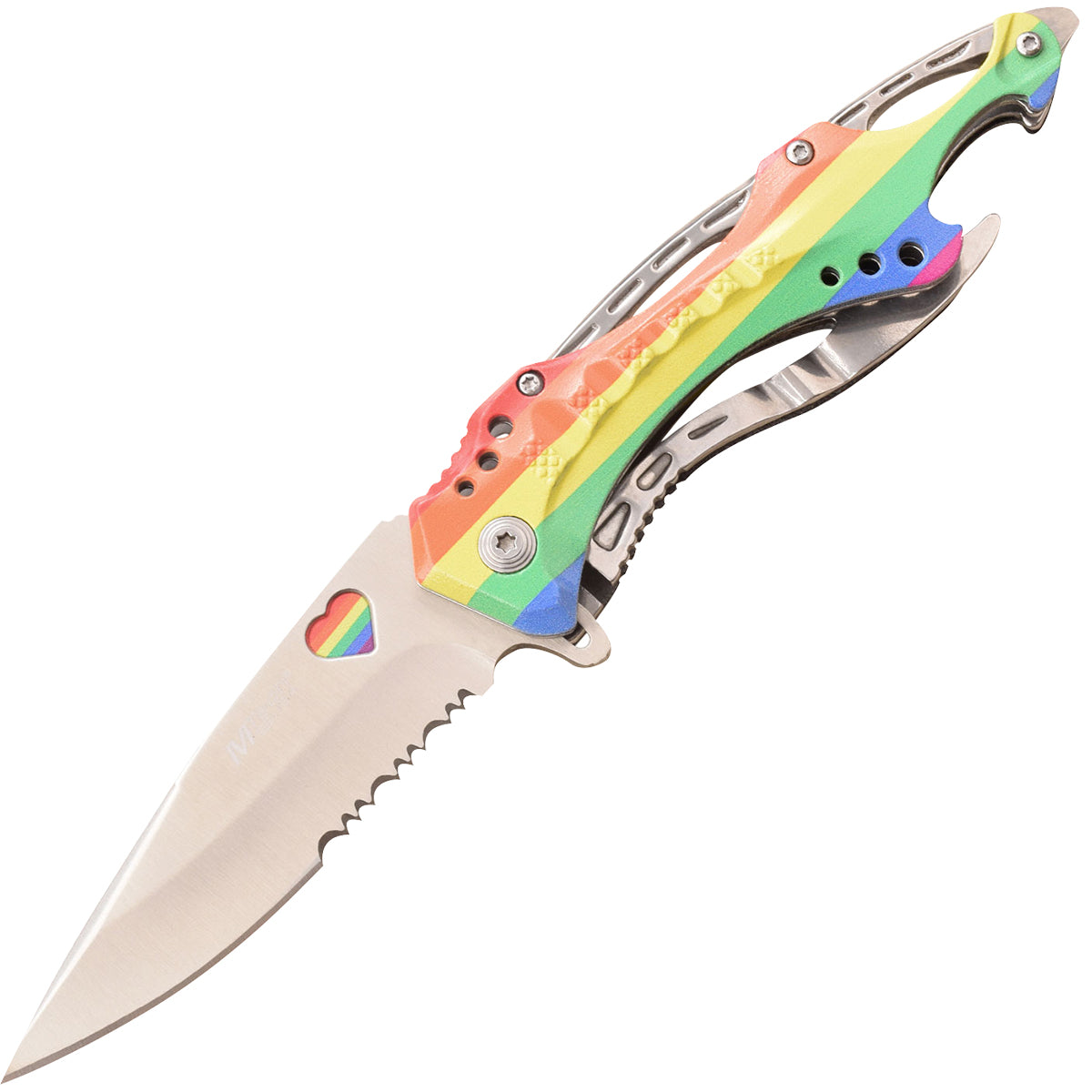 MTech USA Ballistic Linerlock Spring Assisted Folding Knife, Rainbow, MT-A705RB M-Tech