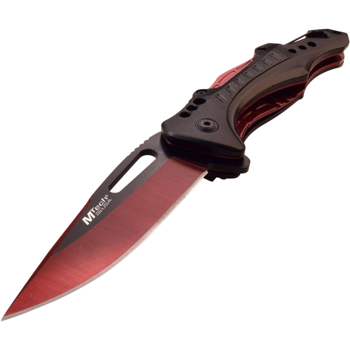 MTech USA Linerlock Spring Assisted Folding Knife, 3.5" Red Blade, MT-A705G2RD M-Tech
