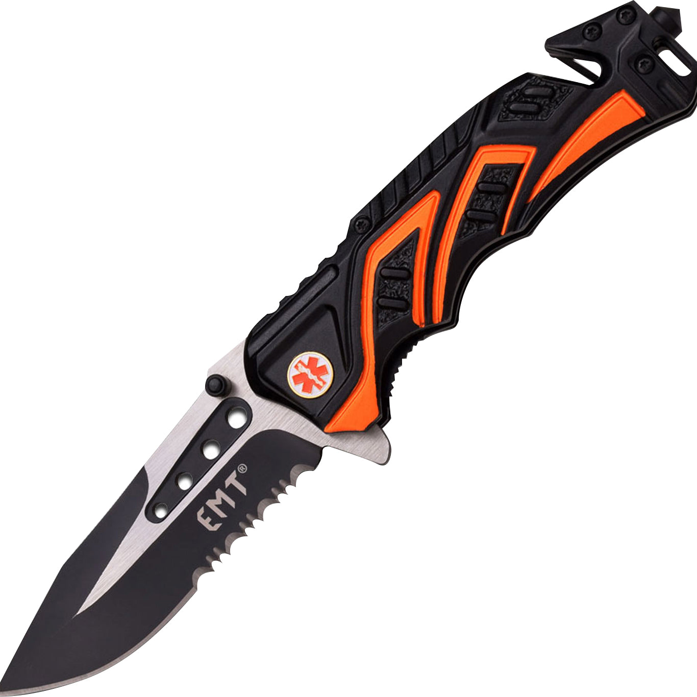MTech USA Rescue Linerlock Spring Assisted Folding Knife, EMT, MT-A865EMO M-Tech