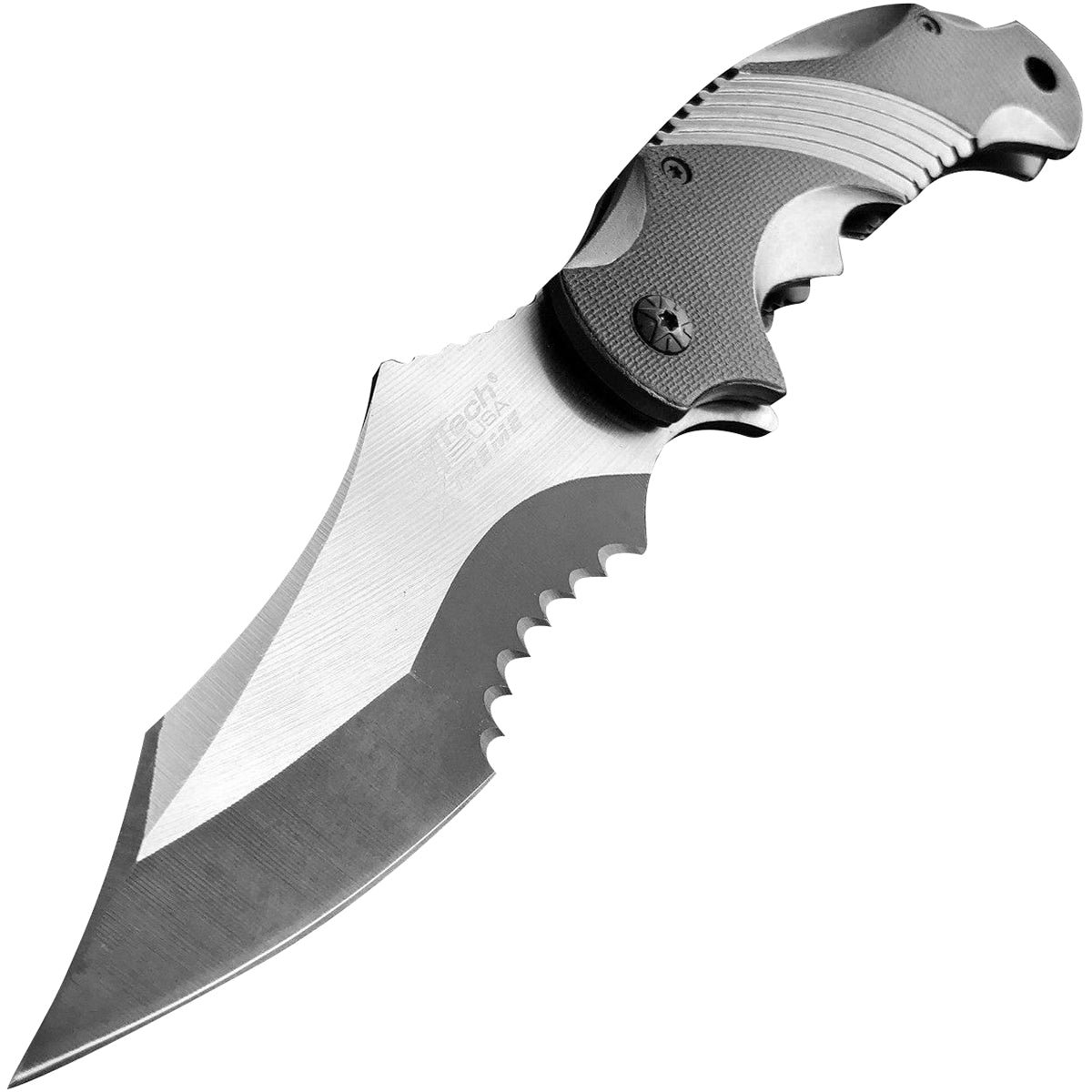 MTech USA Xtreme Linerlock Spring Assisted Folding Knife, Serrated, MX-A801GY M-Tech