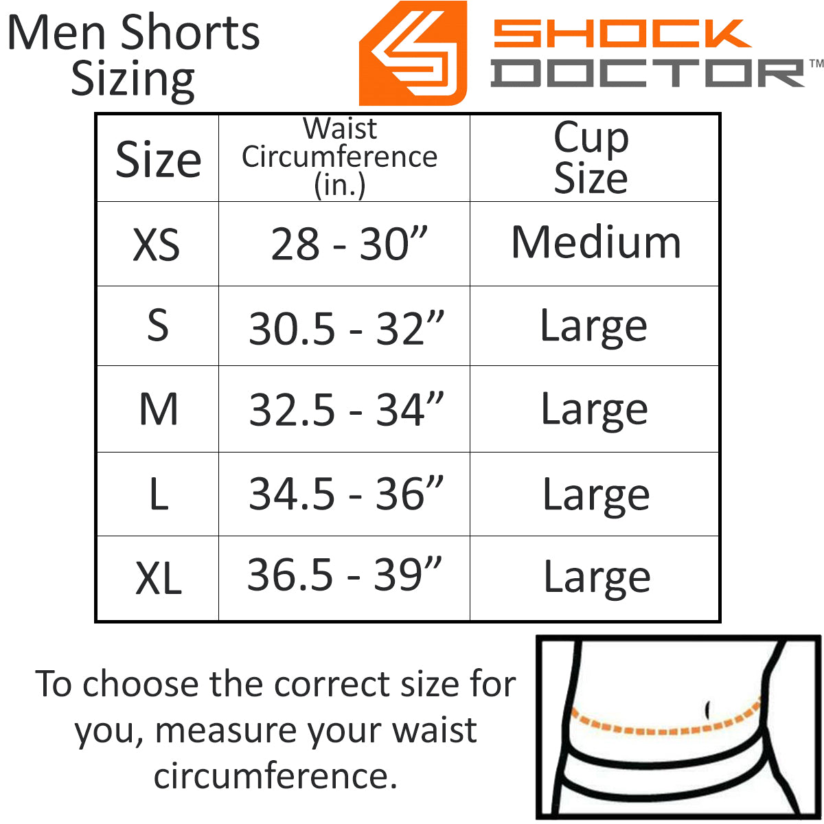 Protective cup on sale size chart