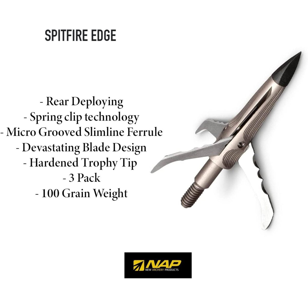 New Archery Products Spitfire Edge 100 Grain 3 - Blade, 3 Pack - Forza Sports