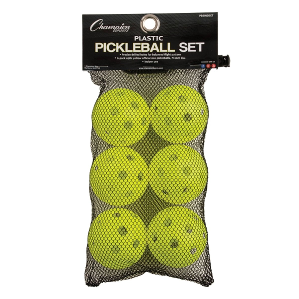 Champion Sports Recreational Indoor Official Size Pickleballs - 6 Pack - Forza Sports