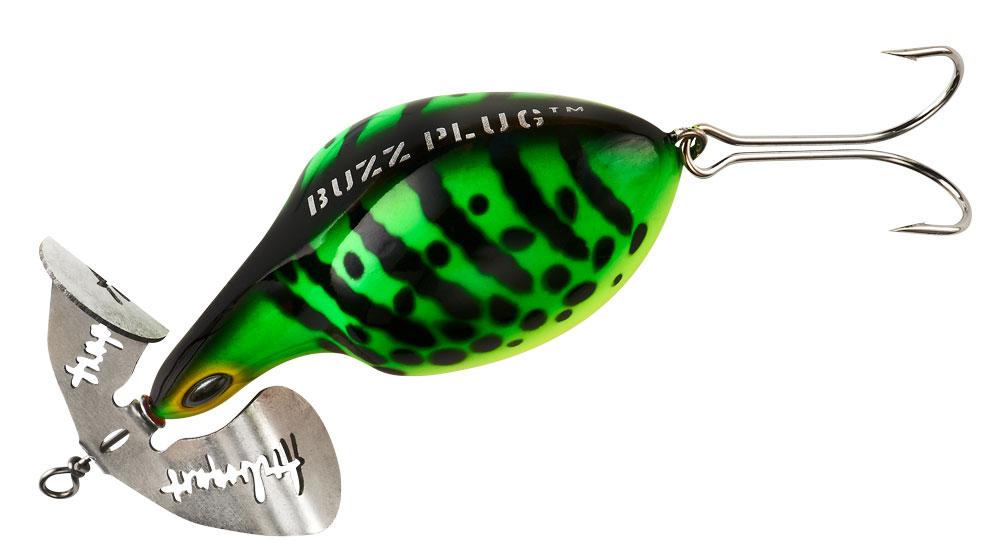 buzz plug fishing lure G-Ratt Baits Proper Anglers Choice Marine Tackle Shop the Arbogast Buzz Plug sits nose up while the hook dangles below Arbogast Buzz Plug Topwater Fishing