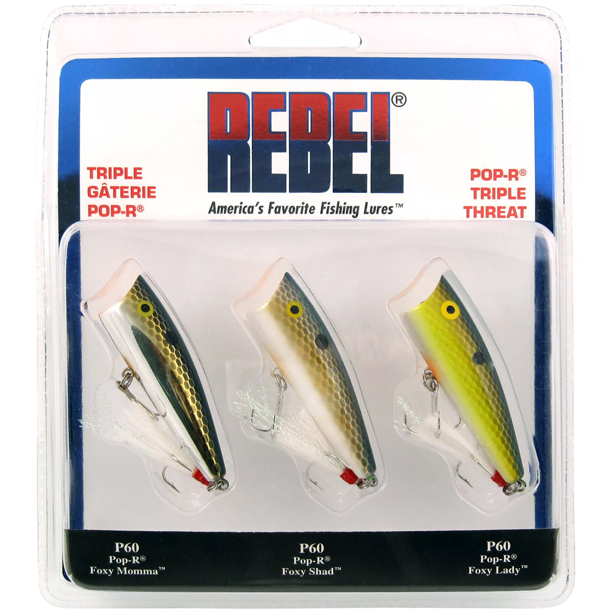 Rebel Pop-R Triple Threat 1/4 oz Fishing Lures Rebel