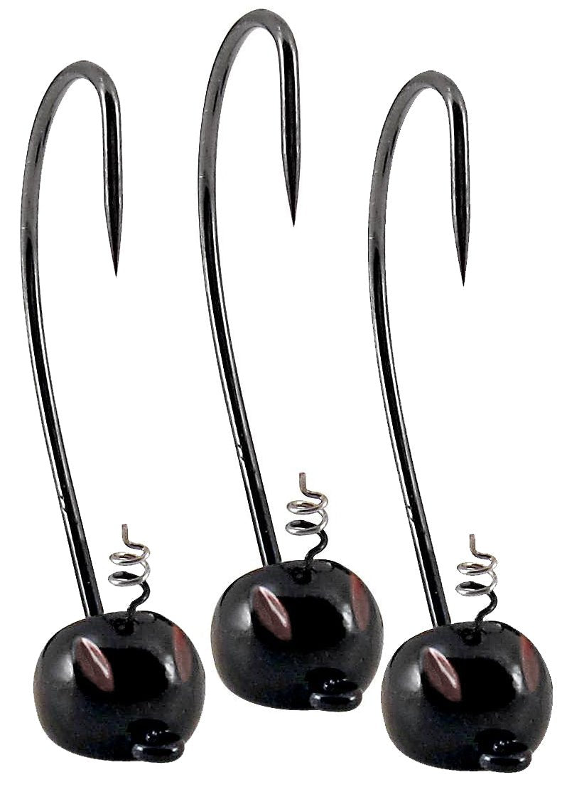 YUM Baits 3/16 oz Black Pumpkin Head Fishing Jigs - 3/0 Hooks - Forza Sports