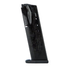 A black metal pistol 10 round magazine with a textured finish, shown standing vertically against a plain white background.