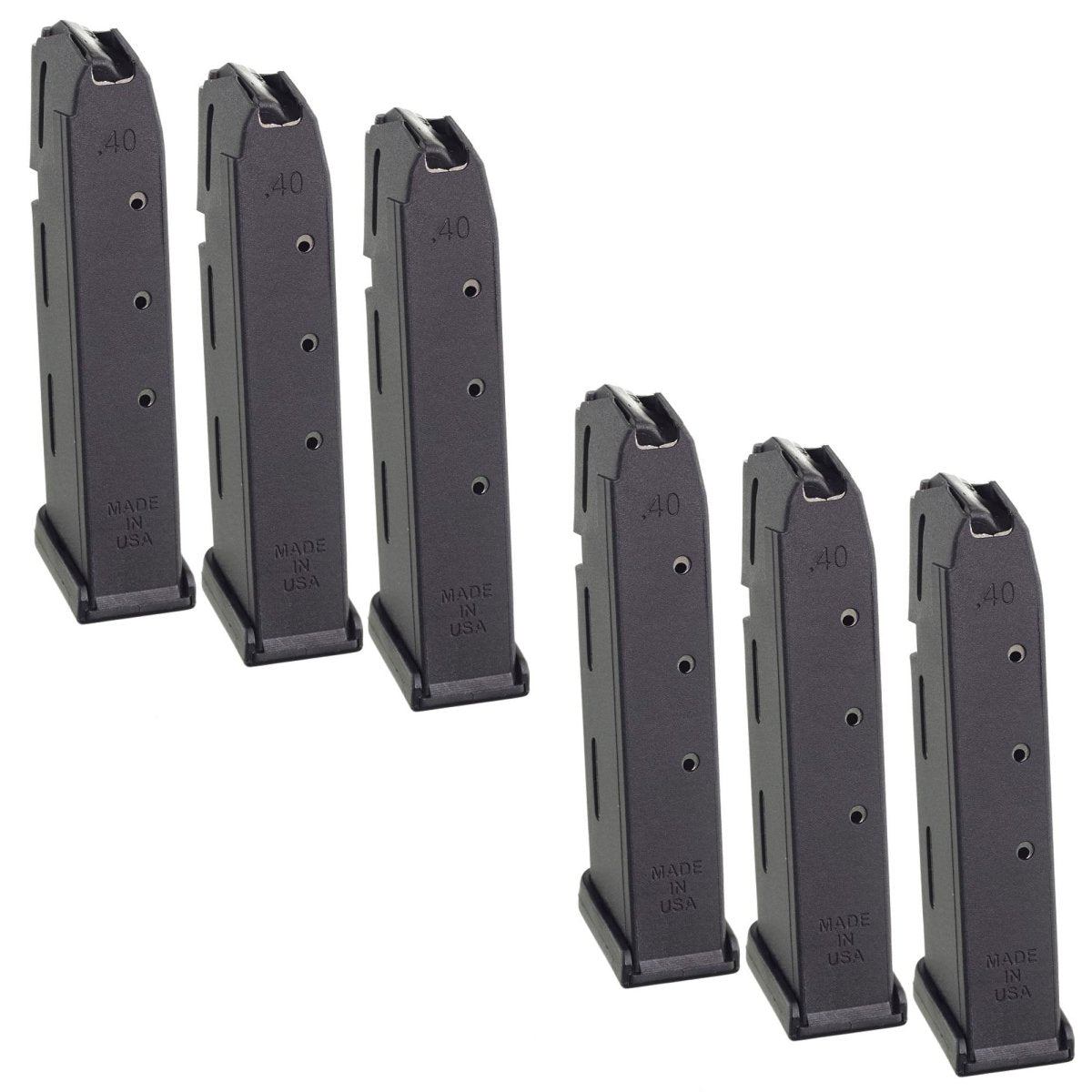 ProMag (6 Pack) 10 - Round Magazine for GLOCK Model 22, .40 S&W, GLK 15, Black Polymer - Forza Sports