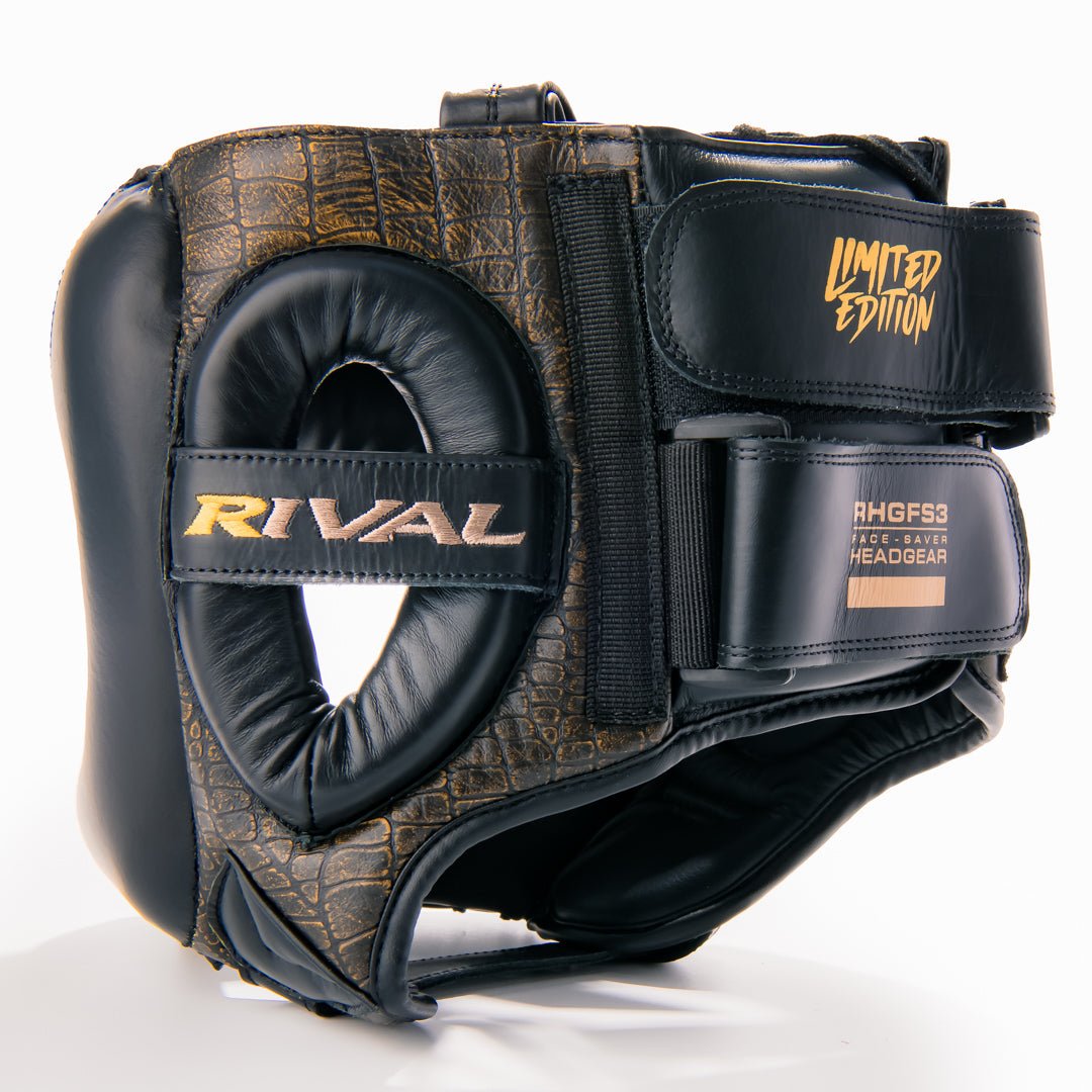 Rival Boxing Guerrero Facesaver Headgear, Crocodile/Black – Forza