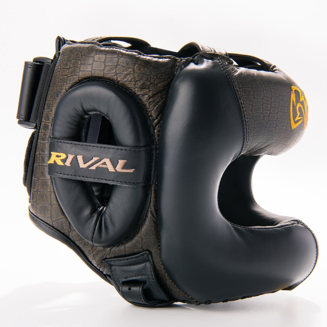 Rival Boxing Guerrero Facesaver Headgear, Crocodile/Black - Forza Sports