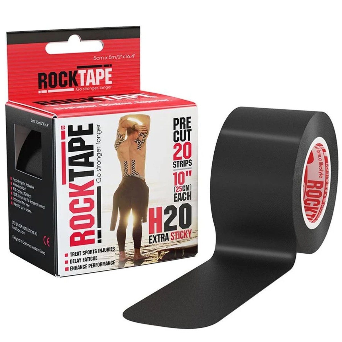 RockTape Pre-Cut Extra-Sticky, 20 Strips, 10" - Forza Sports