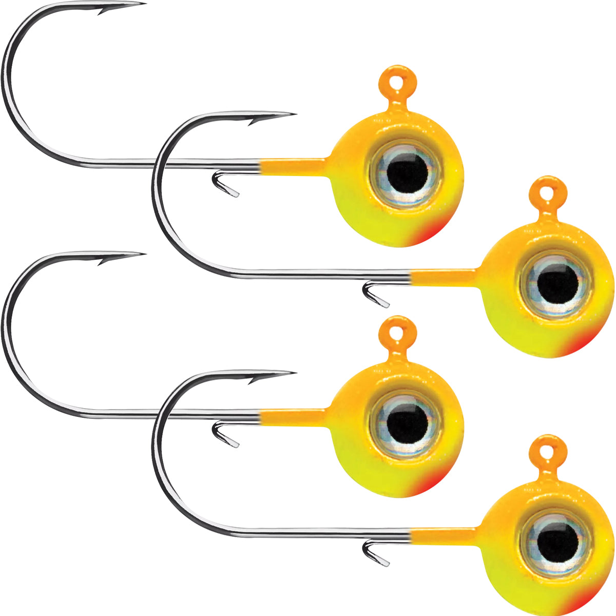 VMC 1/4 oz. Neon Moon Eye Jig - 4 Pack - Chartreuse/Orange VMC