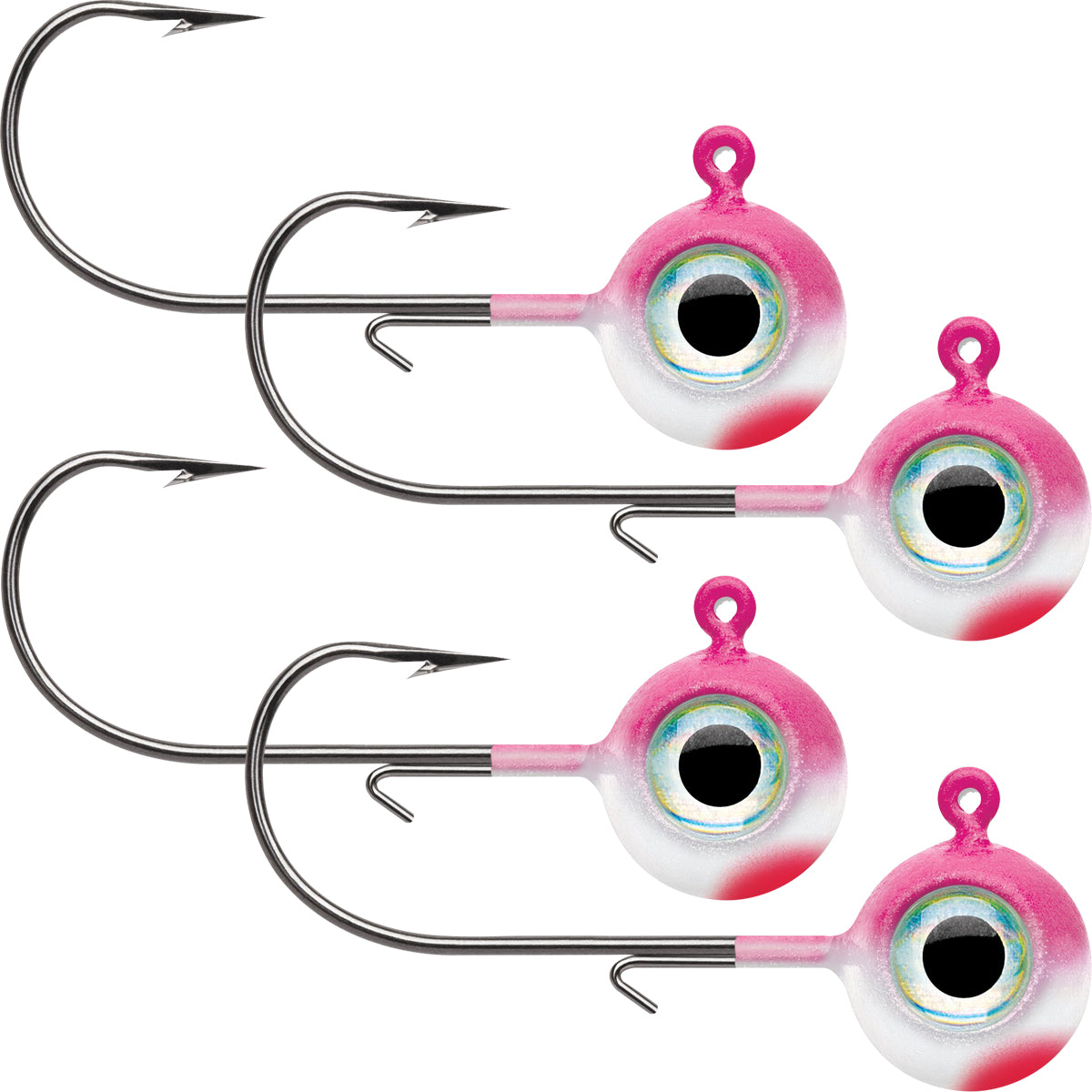 VMC Neon Moon Eye 1/8 Oz. 3D Holographic Jig - 4 Pack - Pink Pearl