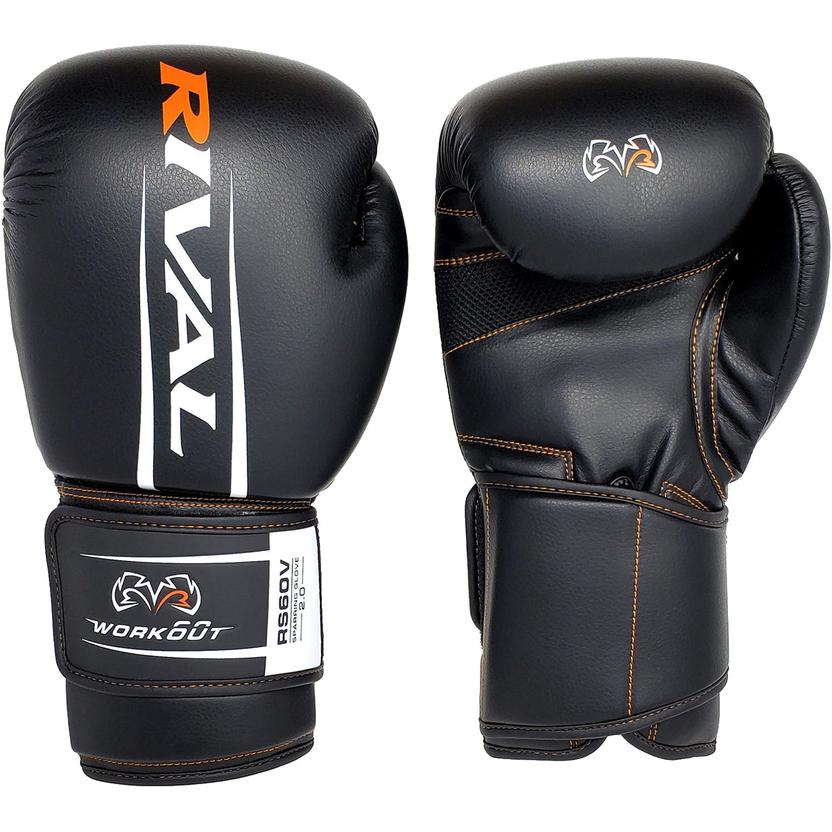 RIVAL Boxing RS60V Workout Hook and Loop Sparring Gloves 2.0 - Black RIVAL