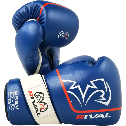 Rival Boxing RS2V 2.0 Super Pro Hook and Loop Sparring Gloves - Blue