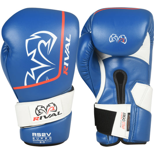 Rival Boxing RS2V 2.0 Super Pro Hook and Loop Sparring Gloves - Blue