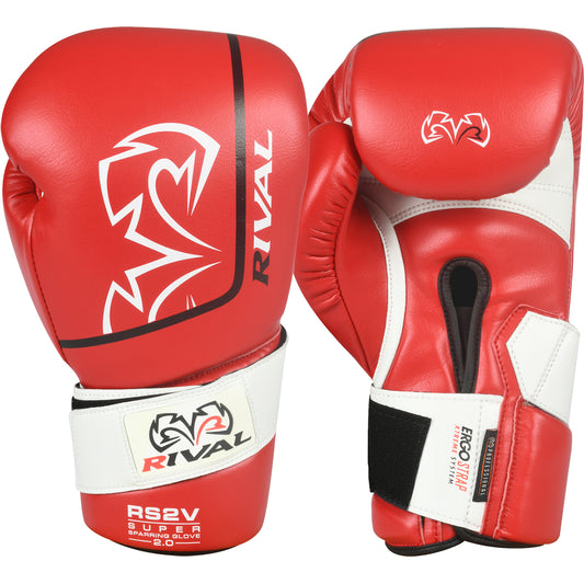 Rival Boxing RS2V 2.0 Super Pro Hook and Loop Sparring Gloves - Red