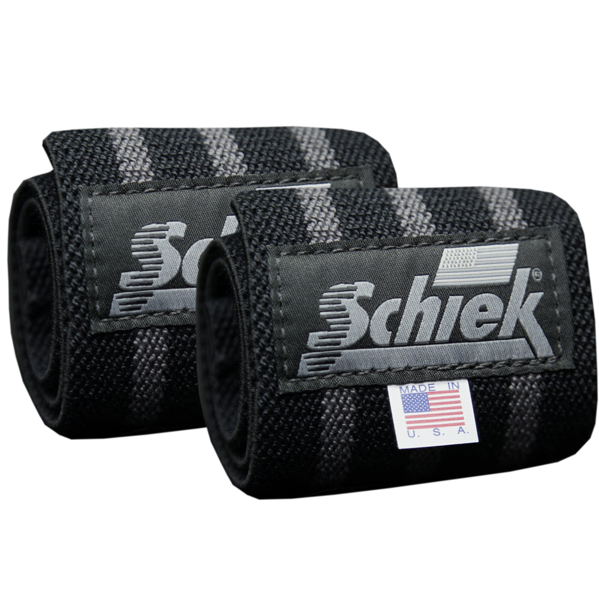 Schiek Sports Black Out Heavyweight Cotton Elastic Wrist Wraps - Black/Silver Schiek Sports