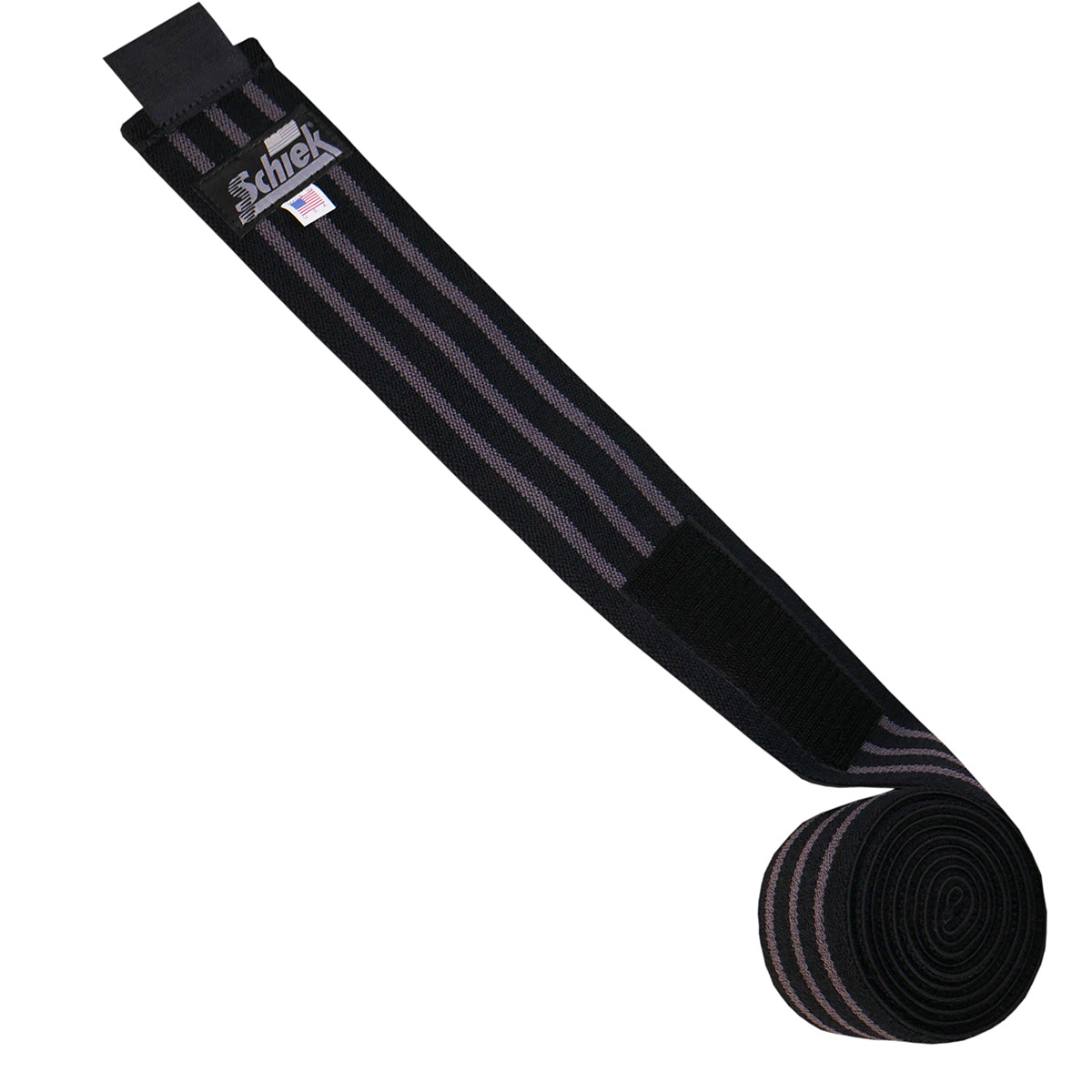 Schiek Sports Black Out Cotton Elastic Hook and Loop Knee Wraps - Black/Silver Schiek Sports
