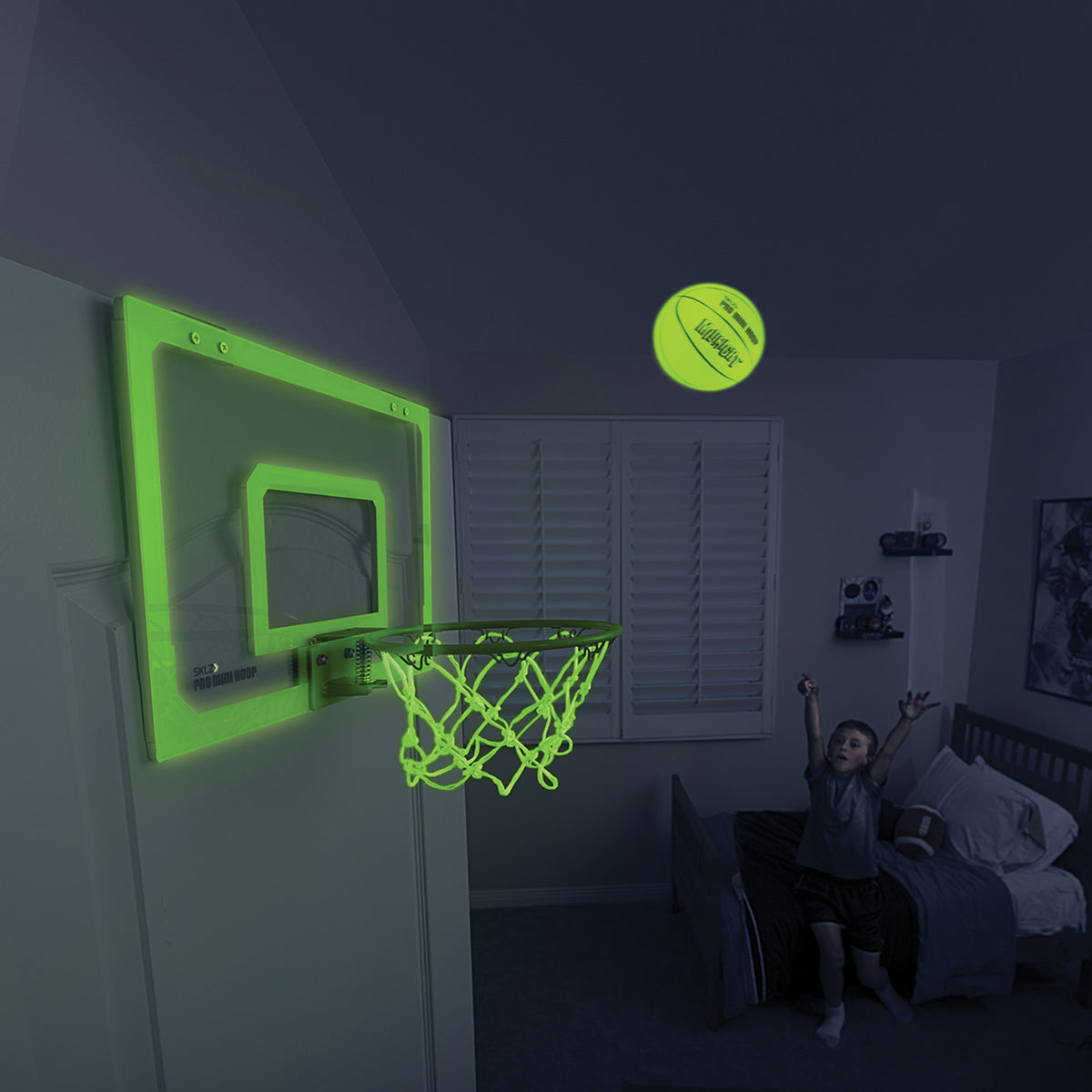 SKLZ Midnight Pro Mini Basketball Hoop - White/Green SKLZ