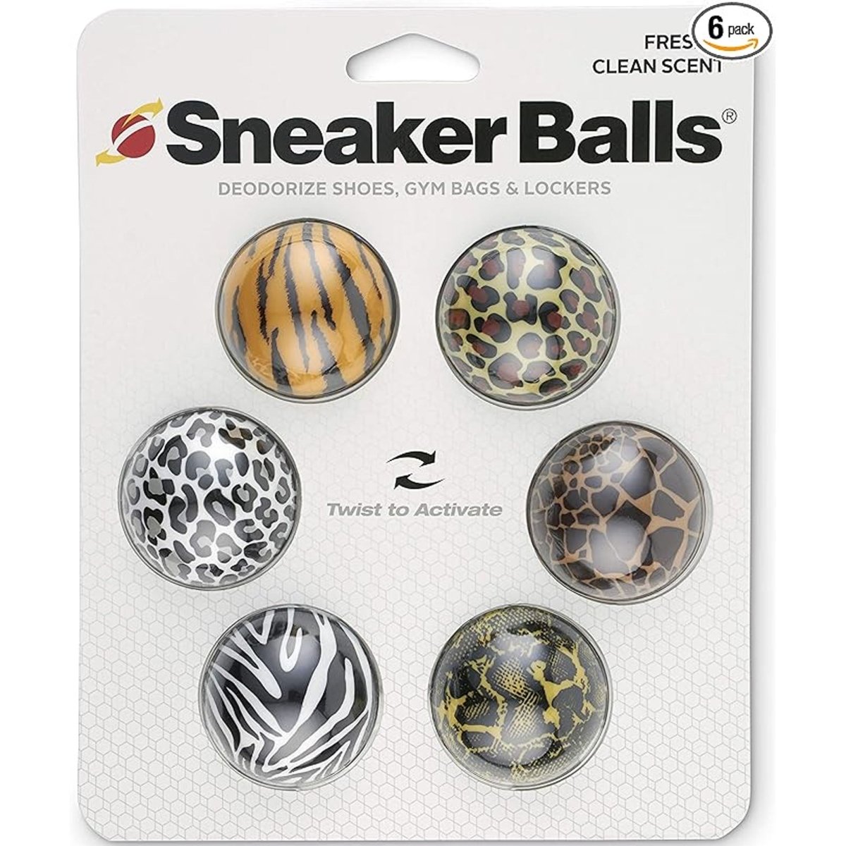 Sneaker Balls Fresh Scented Shoe Freshener, Jungle Animal Prints, 6 Pack - Forza Sports