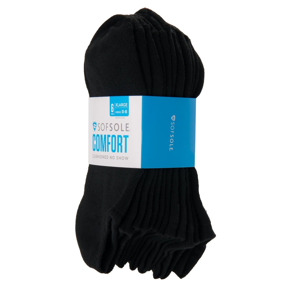 Sof Sole Comfort No Show Socks, Black, XLarge, 6 Pairs - Forza Sports