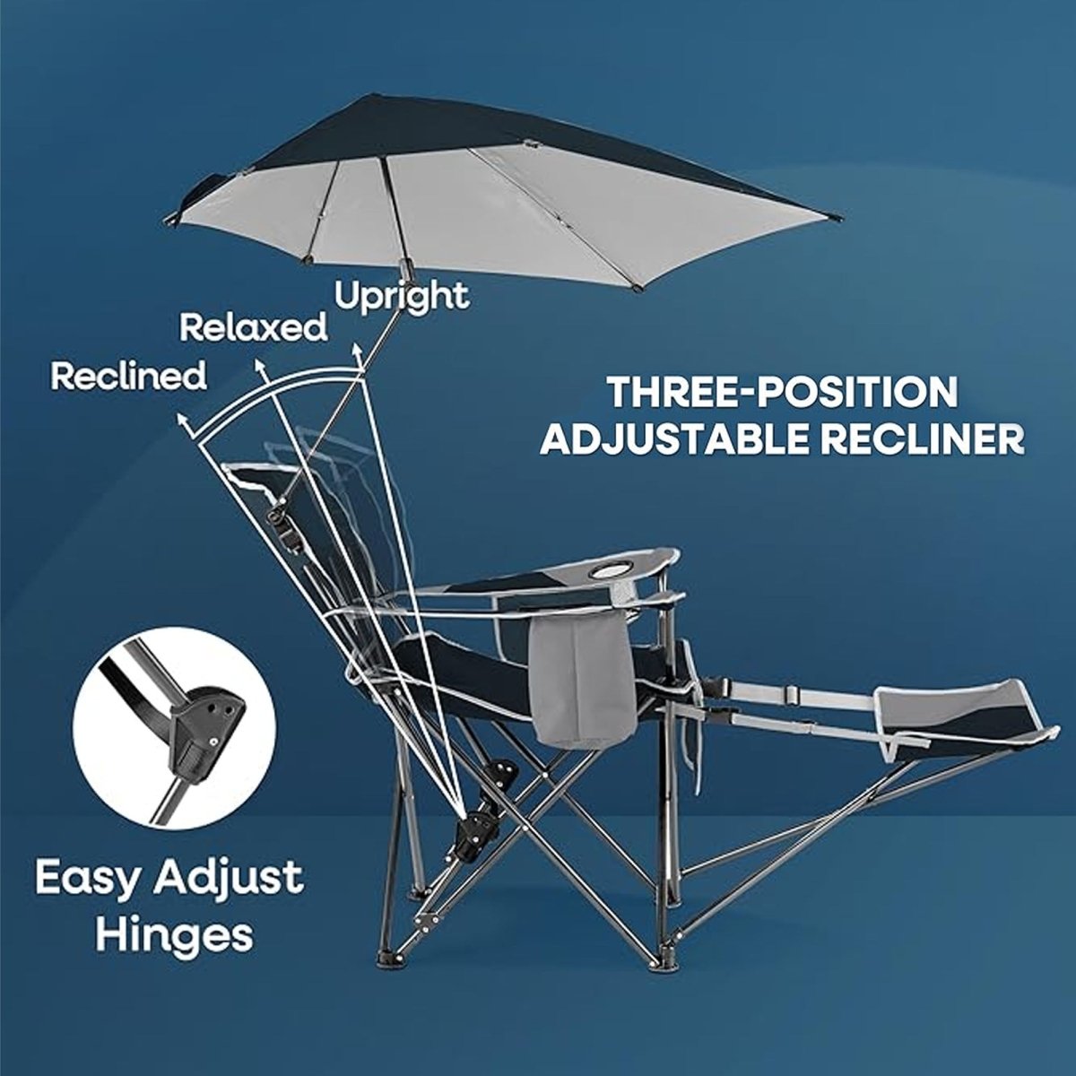 Sport - Brella Reclining Beach Chair, Midnight Blue - Forza Sports