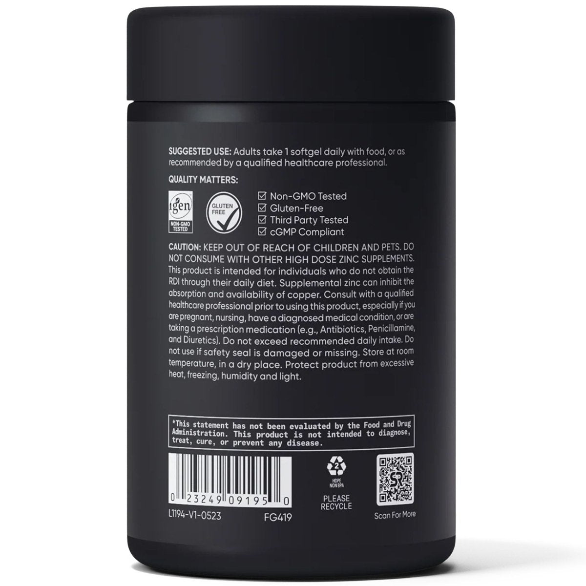 Sports Research Zinc Picolinate with Coconut Oil, High Potency - Forza Sports
