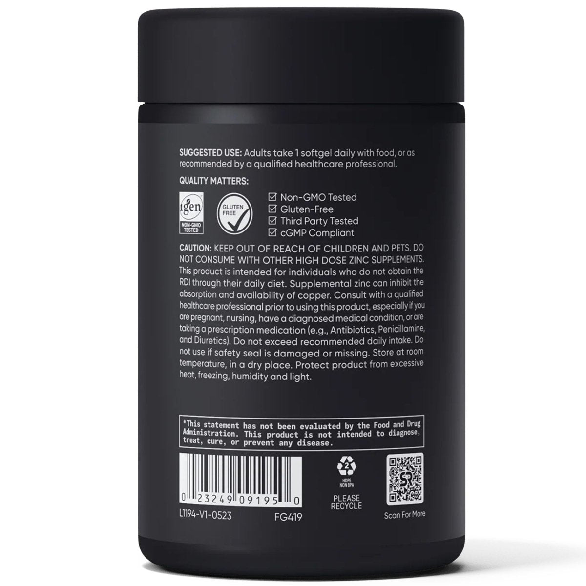 Sports Research Zinc Picolinate with Coconut Oil, High Potency - Forza Sports