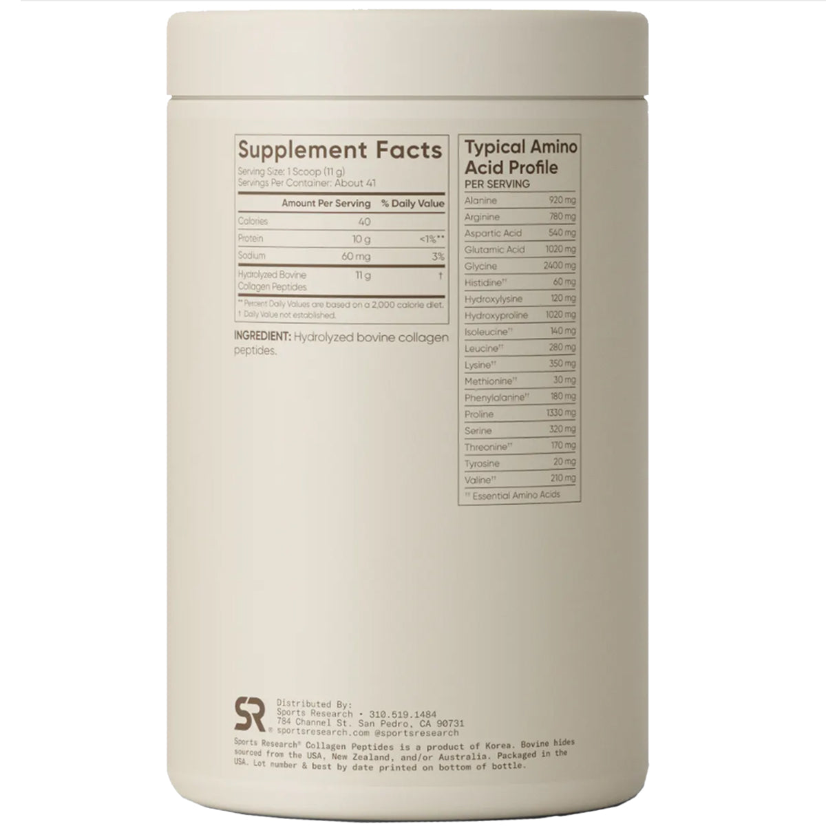 Sports Research Hydrolyzed Collagen Peptides Dietary Supplement - Unflavored Sports Research