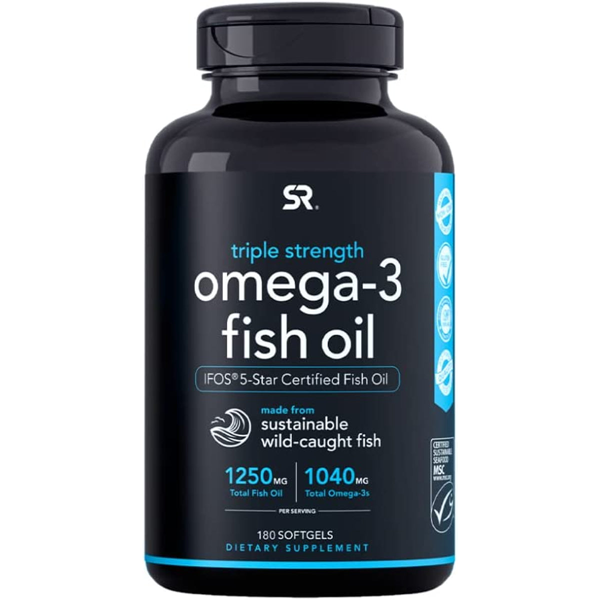 Sports Research Omega-3 Fish Oil Dietary Supplement - 180 Softgels Sports Research